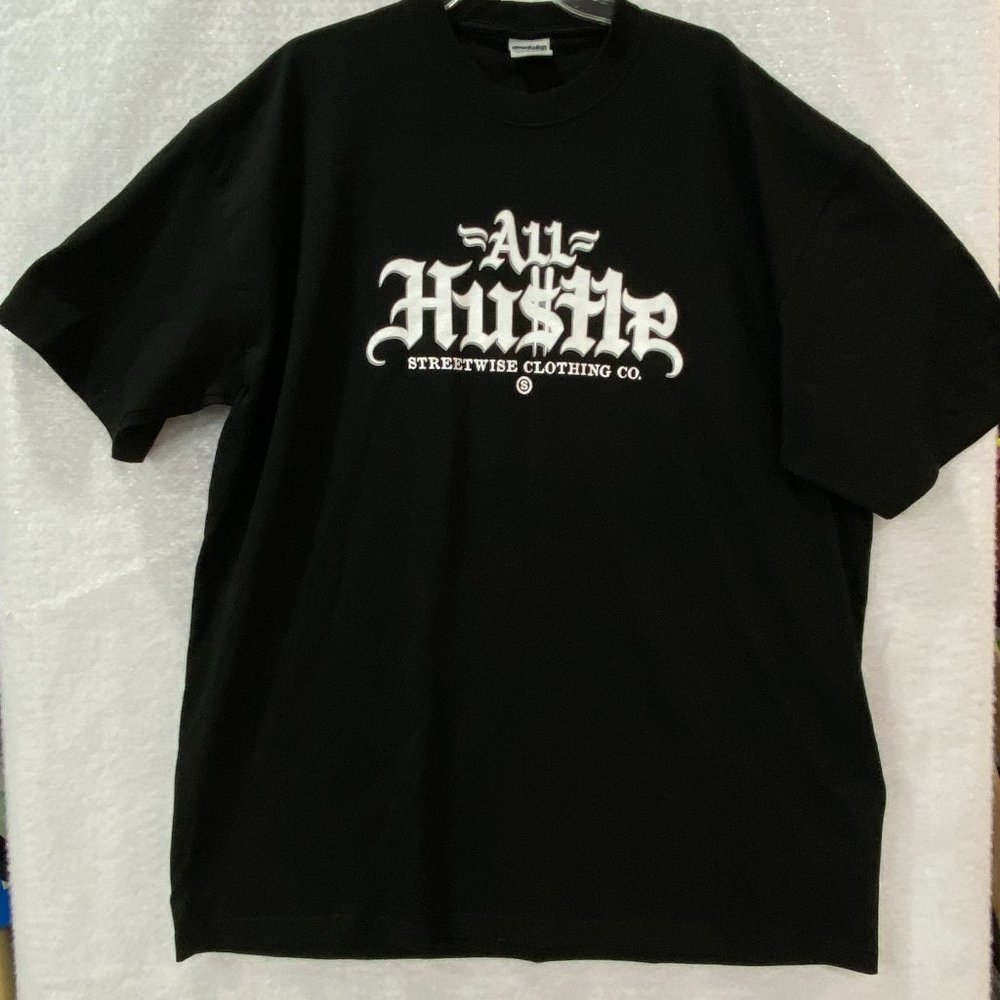 STREETWISE T-Shirt All Hustle Urban Streetwear Men's 3X, 5X Tee Black